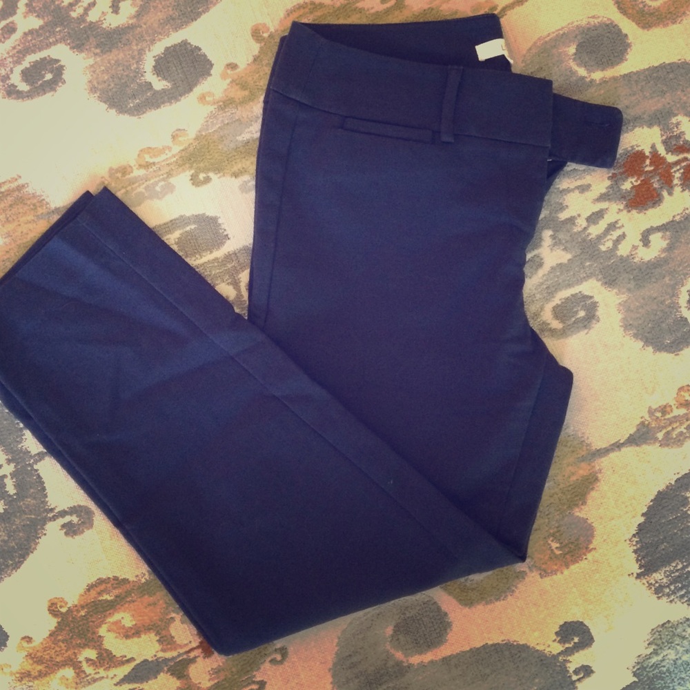 The Loft navy ankle-length business pant.